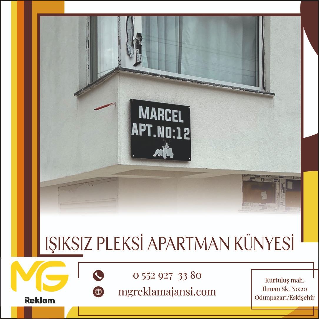 Işıksız Pleksi Apartman Künyesi - MG Reklam Ajansı, Eskişehir