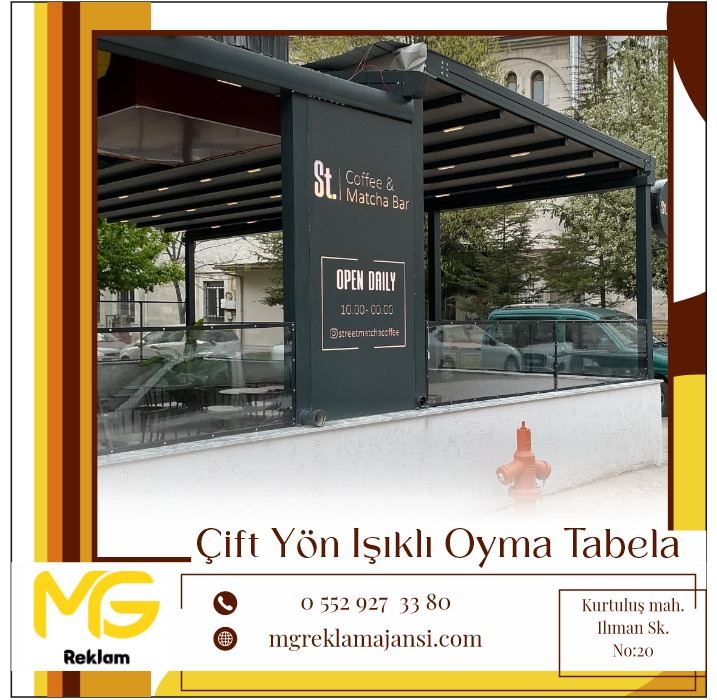 Çift Yön Işıklı Oyma Tabela - MG Reklam Ajansı, Eskişehir