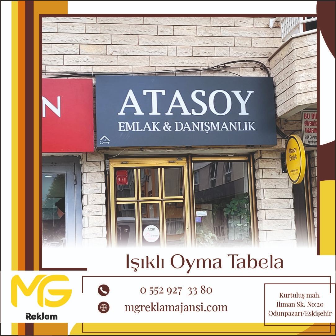 Işıklı Oyma Tabela - MG Reklam Ajansı, Eskişehir