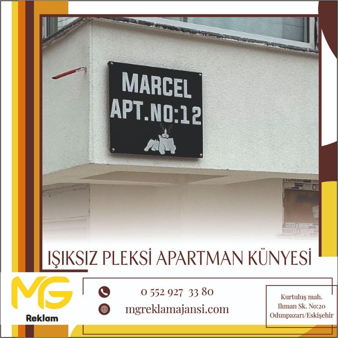 Işıksız Pleksi Apartman Künyesi - MG Reklam Ajansı, Eskişehir