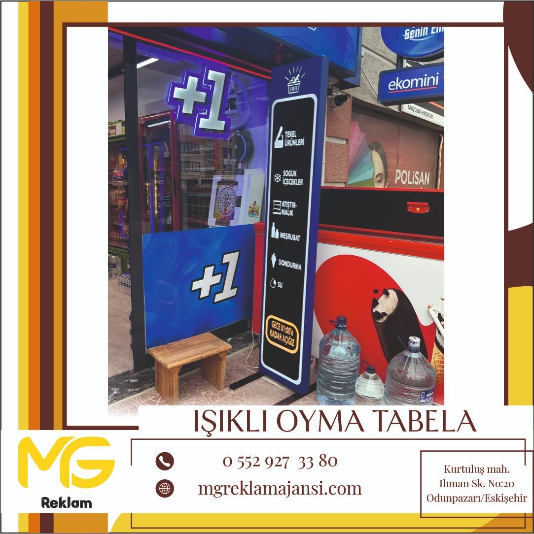 Işıklı Oyma Tabela - MG Reklam Ajansı, Eskişehir